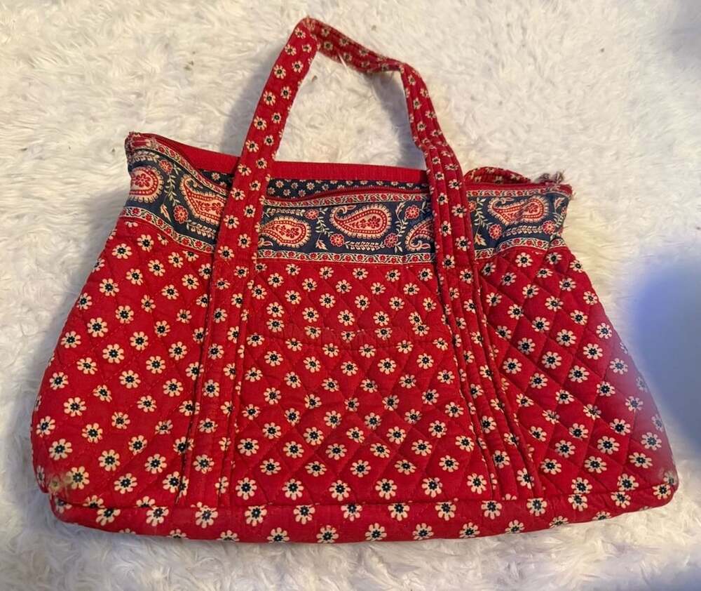 Vera Bradley Petite Villager Tote Americana Red Quilted Cotton